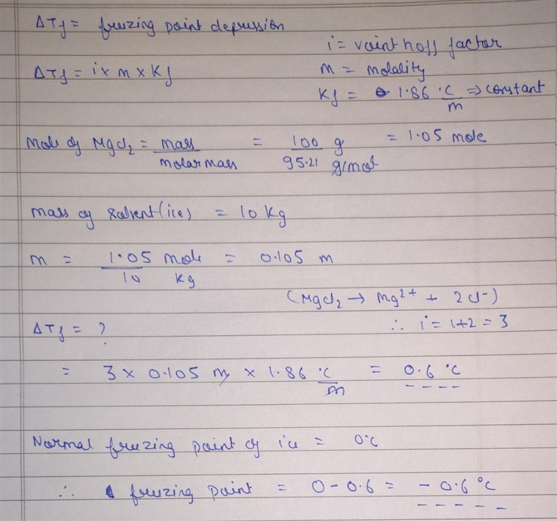 A mixture of sand and salt containig MgCl2 (100.0 g) is sprinkled on a section of-example-1