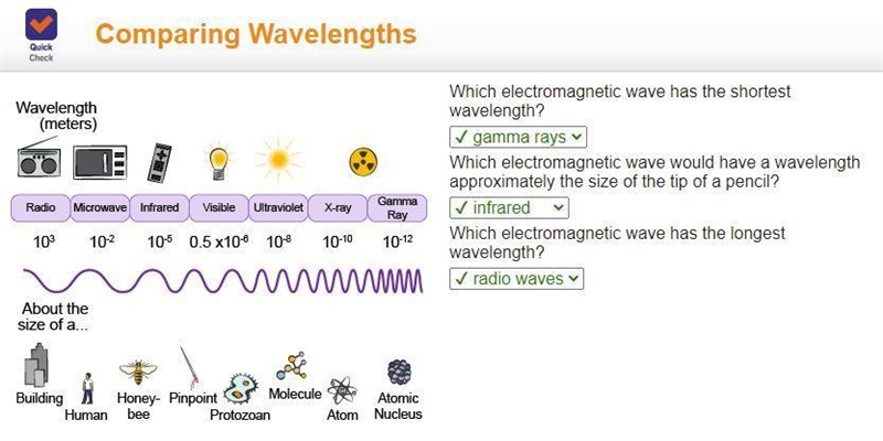 Which electromagnetic wave has the shortest wavelength? Wavelength (meters) Which-example-1