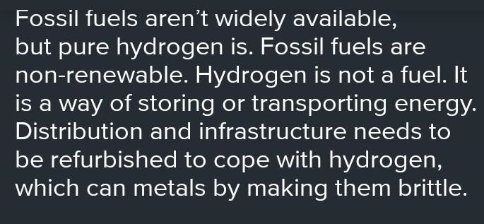 Which sentences describe disadvantaged of burning fossil fuels instead of using hydrogen-example-1