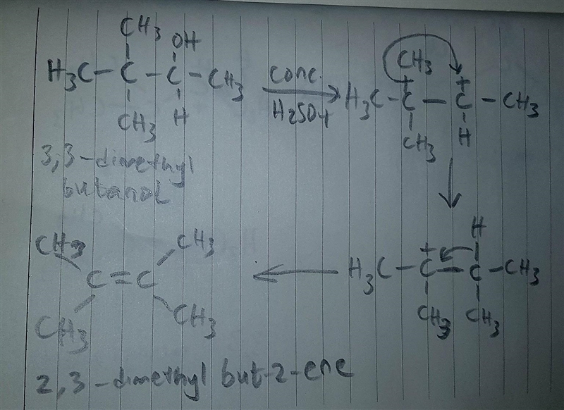 When 2−bromo−3,3−dimethylbutane is treated with K⁺ −OC(CH₃)₃, a single product T having-example-2