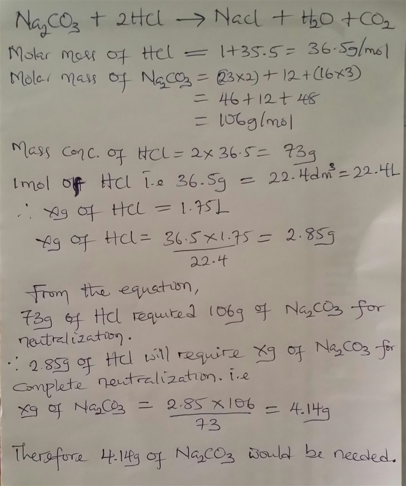 What mass of sodium bicarbonate would be needed to neutralize the spill if a bottle-example-1