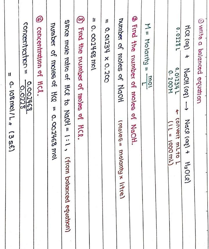 The titration of 22.80 mL of HCl solution of unknown concentration requires 12.34 mL-example-1