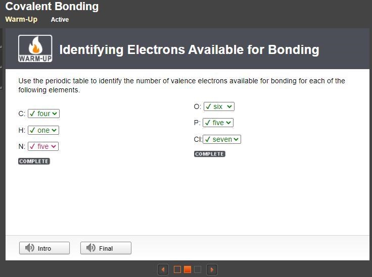 Use the periodic table to identify the number of valence electrons available for bonding-example-1