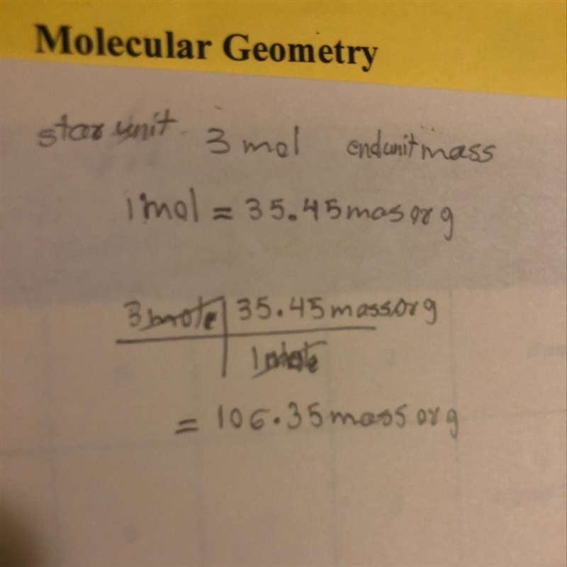 What is the mass of three moles of chlorine? what is the mass of one mole of potassium-example-1