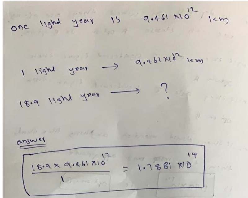 A star is measured to be 18.9 light years from Earth. What is the correct answer in-example-1