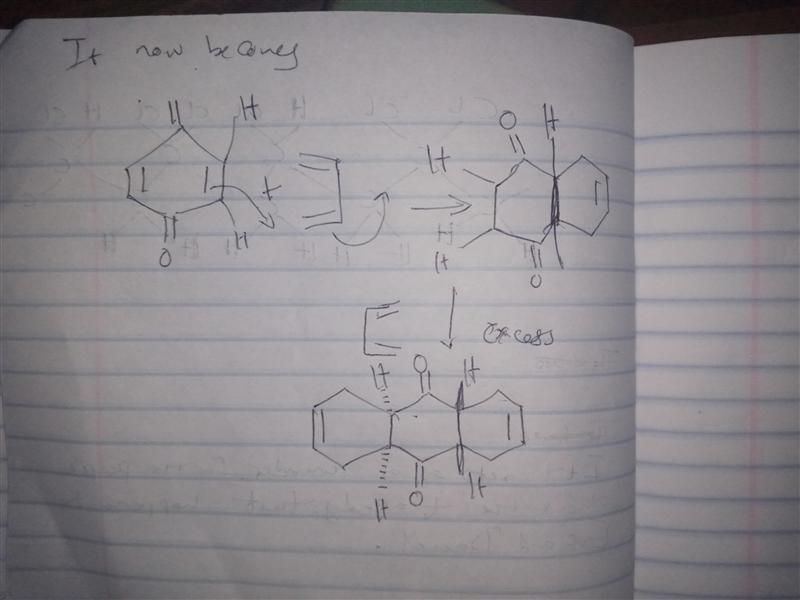 Draw the product(s) obtained when benzoquinone is treated with excess butadiene. using-example-2