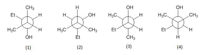 Which of the newman structures below represents this conformation of 2-methyl-3-pentanol-example-1