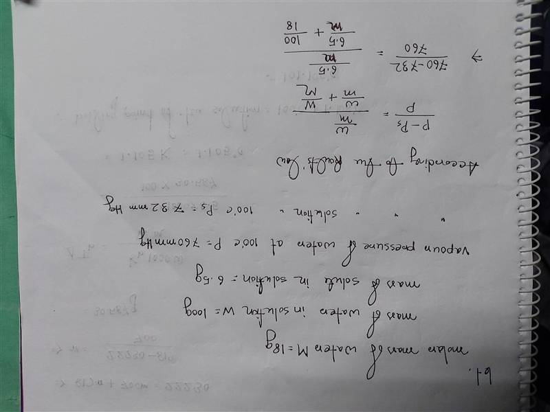 at 100c the vapour pressure of a solution of 6.5g of solute in 100g of water is 732mm-example-1