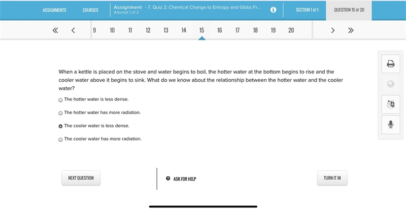 When a kettle is placed on the stove and water begins to boil, the hotter water at-example-1