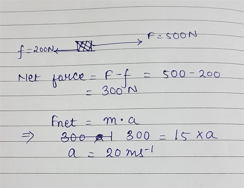 A person pushes a 15 kg box across a floor. What is the ACCELERATION of a box if F-example-1