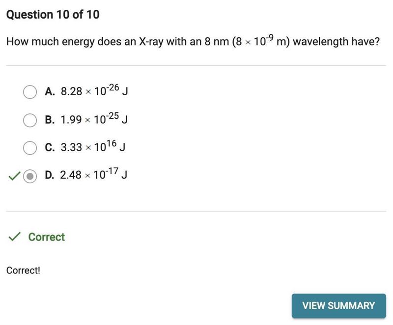 How much energy does an X-ray with an 8 nm (8 x 10-9 m) wavelength have?-example-1