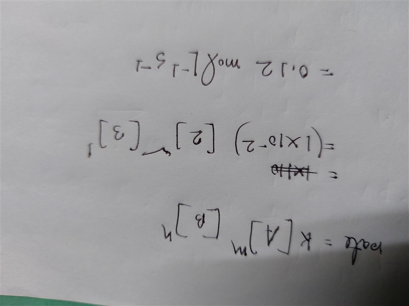 determine the rate of a reaction that follows the rate law: rate=k[A]m[B]n, where-example-1