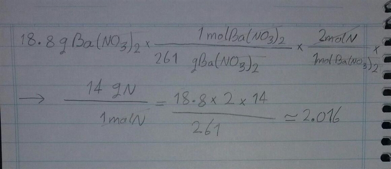 How many nitrogen atoms are in 18.8 g of barium nitride-example-1