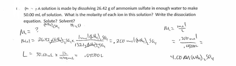 What is the Molarty of a solution made by dissolving 26.42 g in enough water to make-example-1