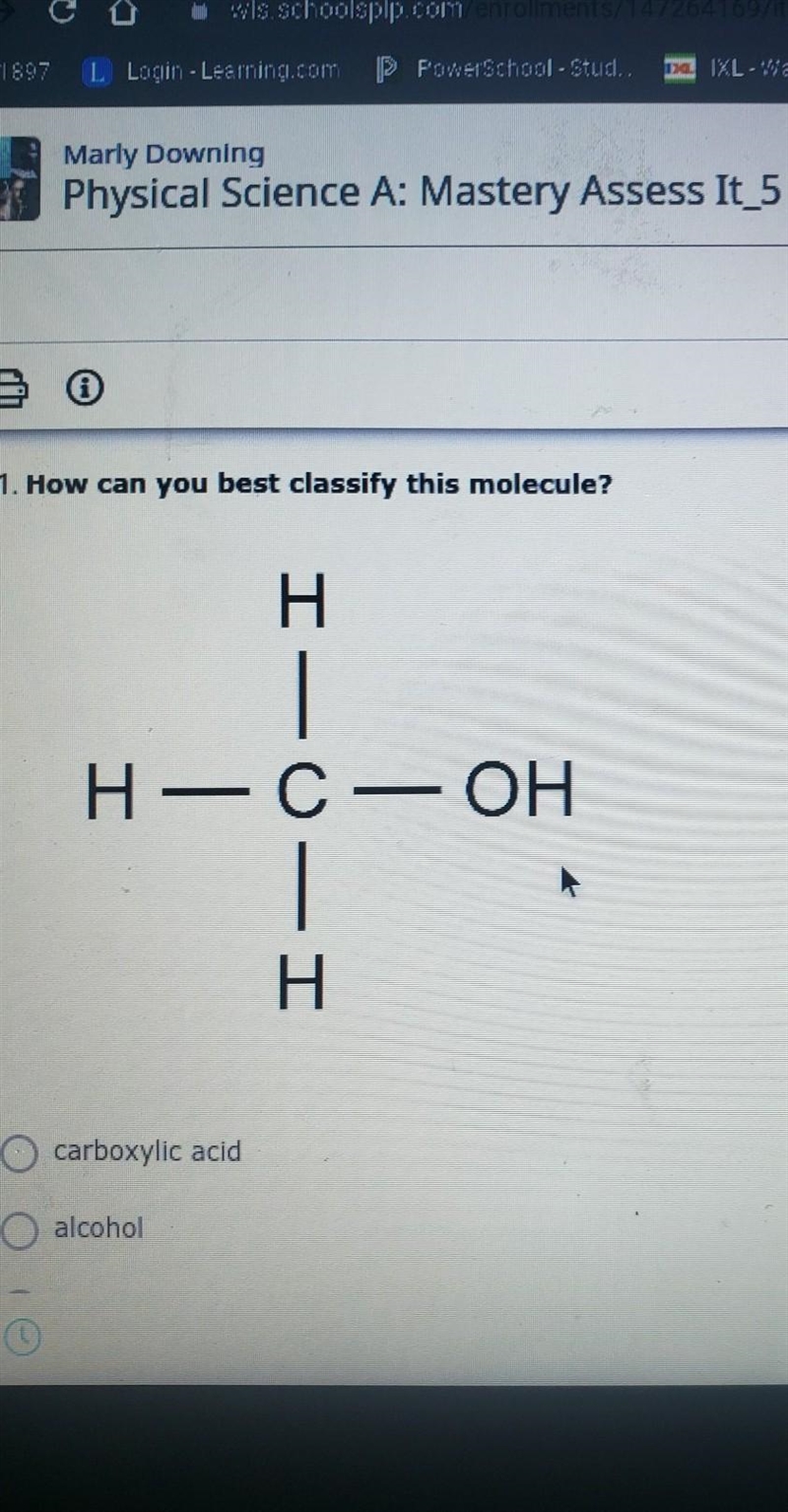 How can you best classify this molecule. A) carboxylic acid. B) Alcohol C) Ester D-example-1