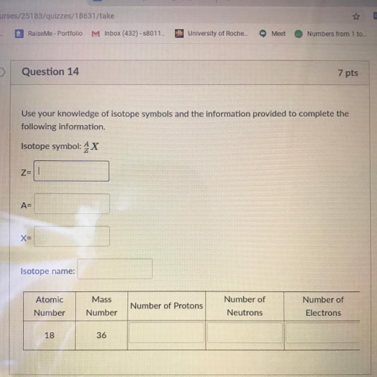 Please help! Atomic number: 18 Mass number: 36-example-1