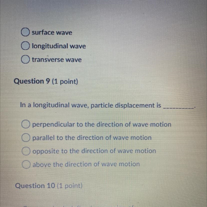 In a longitudinal wave, particle displacement is-example-1