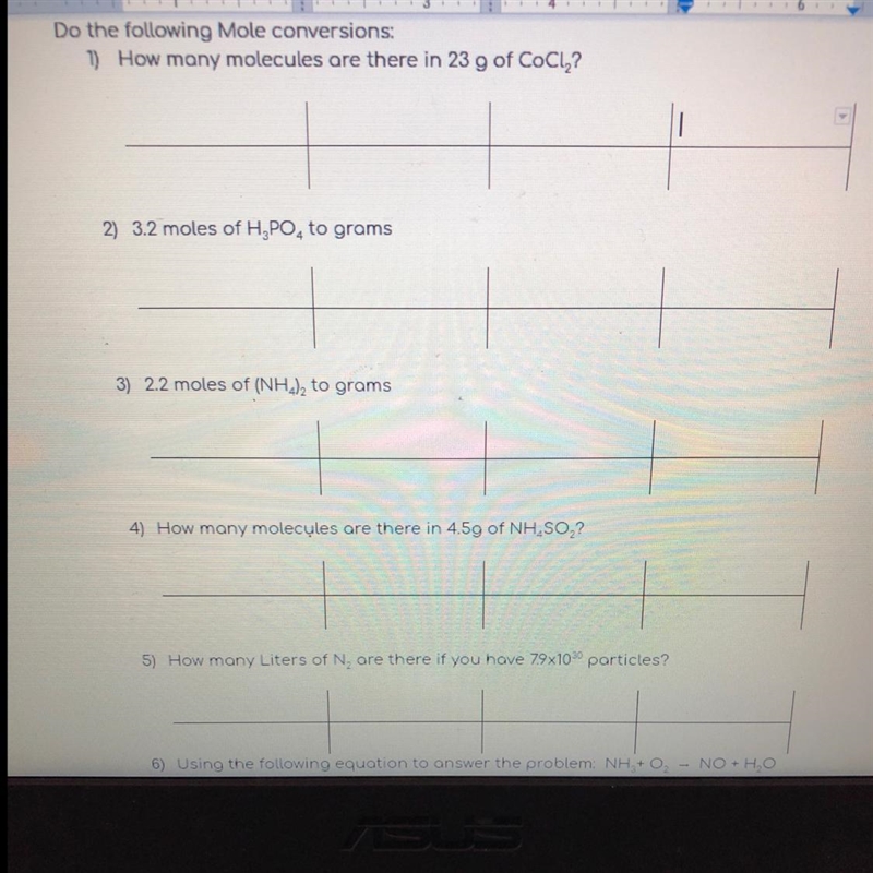 PLEASE HELP WITH ALL! Do the following Mole conversions:-example-1