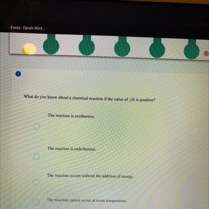 What do you know about a chemical reaction if the value of H is positive?-example-1