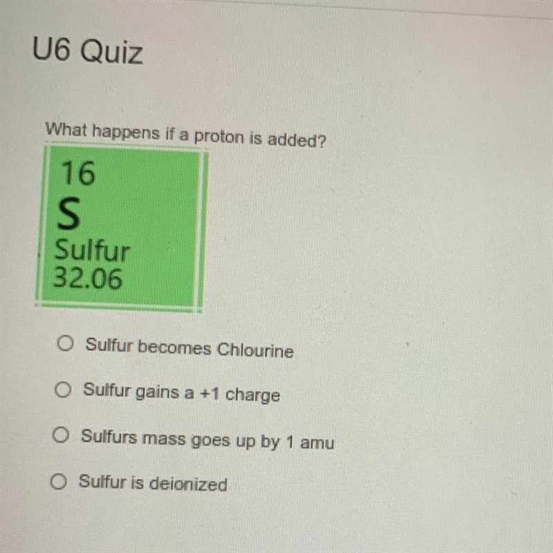 What happens if a proton is added to sulfur?-example-1