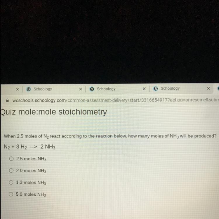 When 2.5 moles of N2 react according to the reaction below, how many moles of NH3 will-example-1