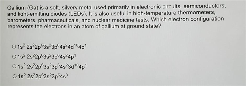 POSSIE Gallium (Ga) is a soft, silvery metal used primarily in electronic circuits-example-1