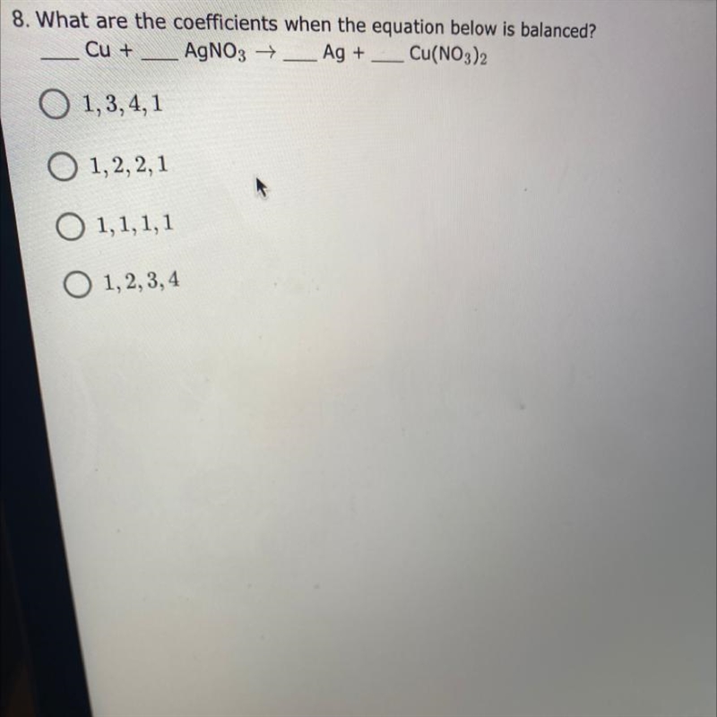 What are the coefficients when the equation below is balanced?-example-1