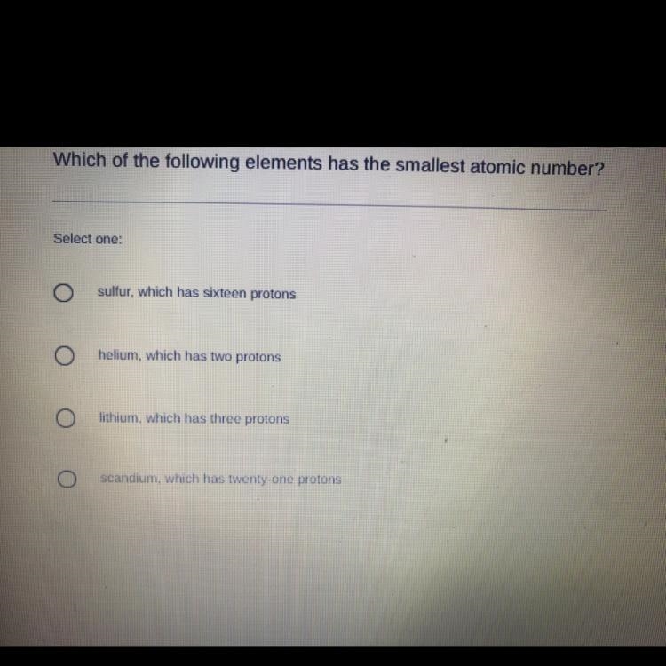 Which of the following elements has the smallest atomic number?-example-1