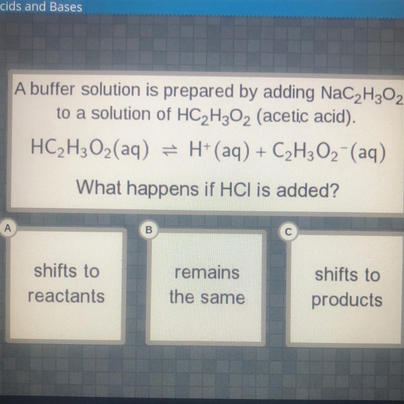 A buffer solution is prepared by adding NaC2H202 to a solution of HC2H2O2 (acetic-example-1