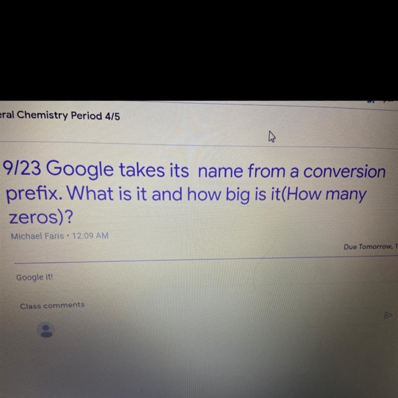 Google takes its name from a conversion prefix. What is it and how big is it-example-1