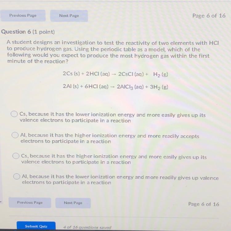 A student designs an investigation to test the reactivity of two elements with HCI-example-1