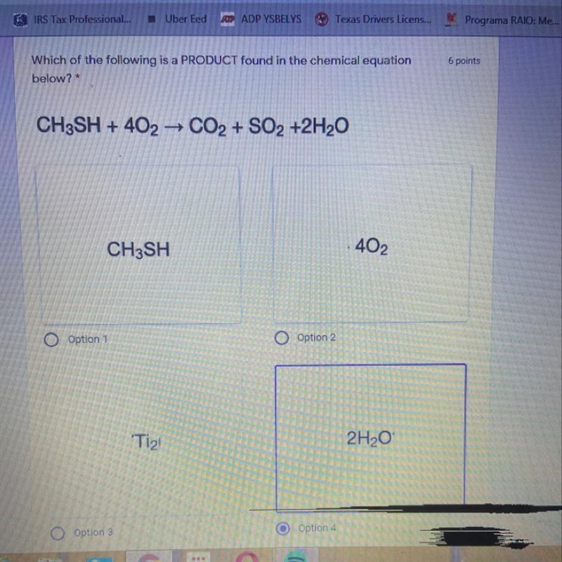 Which of the following is a product found in the chemical equation below?-example-1