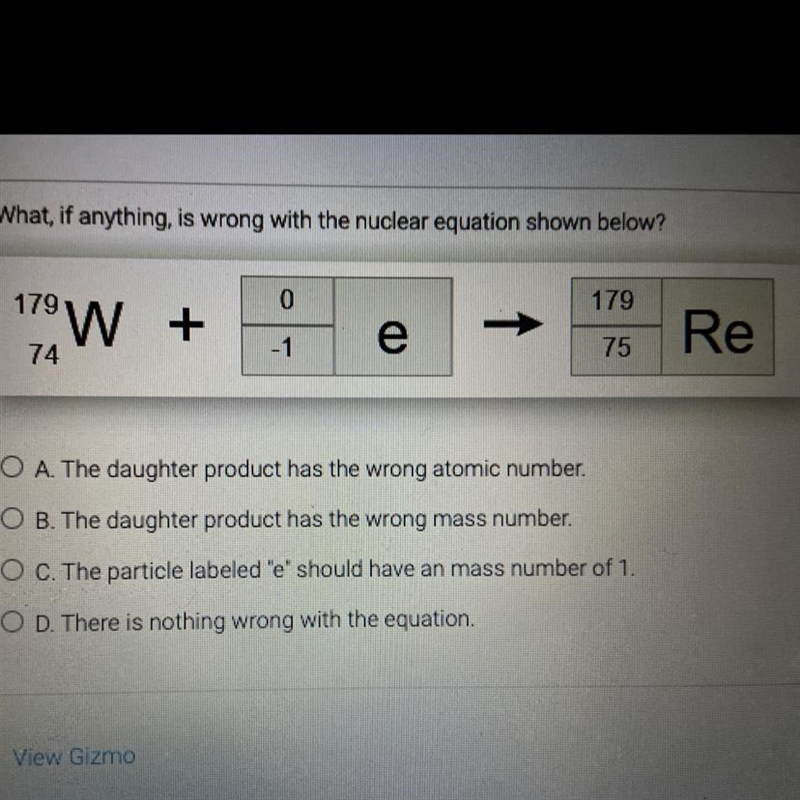 5. What, if anything, is wrong with the nuclear equation shown below?-example-1