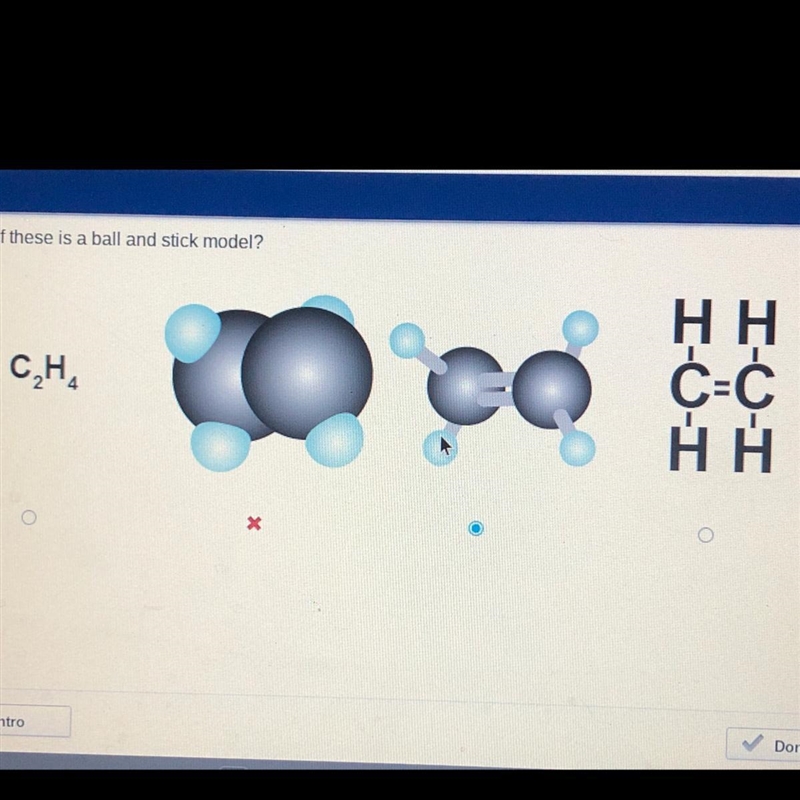 QUICK Which of these is a ball and stick model?-example-1