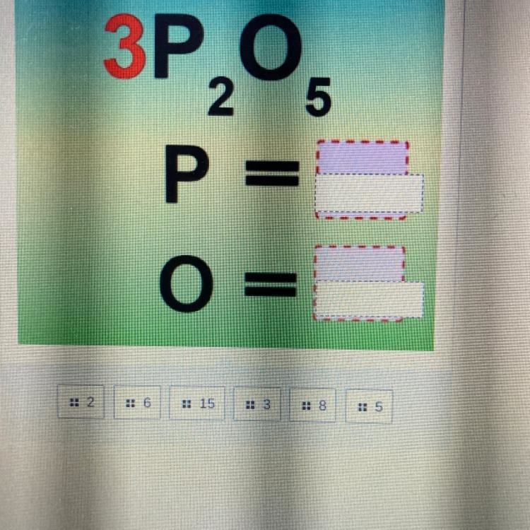 Calculate the number of atoms of each element. 2,6,15,3,8,5?-example-1