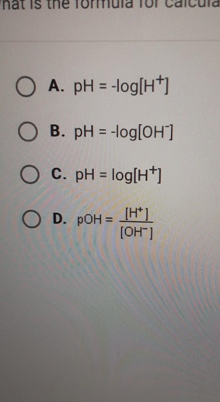 What is the formula for calculating pH?​-example-1