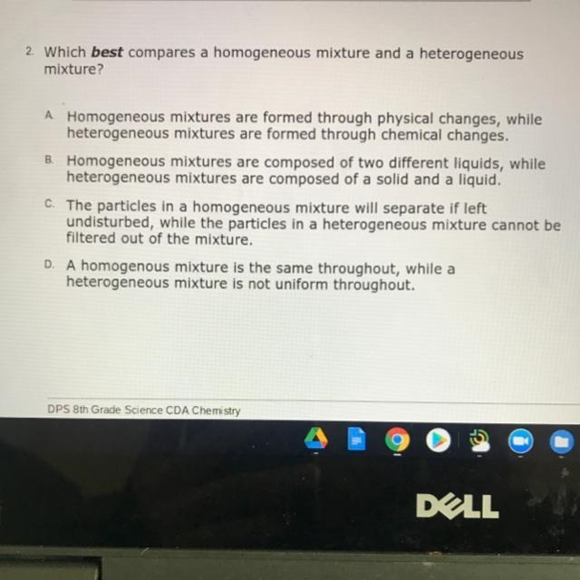 Which best compares a homogeneous mixture and a heterogeneous mixture?-example-1