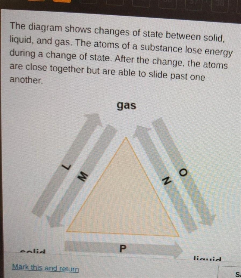 Which arrow represents the change of state described above? L N O P​-example-1