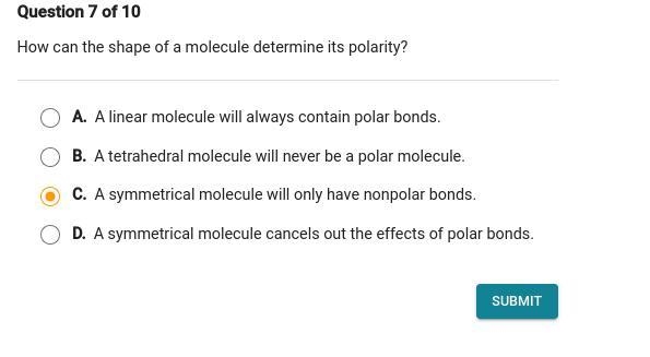 How can the shape of a molecule determine its polarity.-example-1