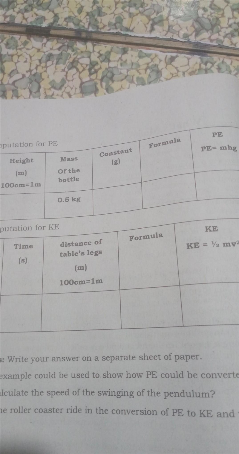 Answer this please need help right now Objects 1. Plastic Bottle 2. Plastic Bottle-example-1