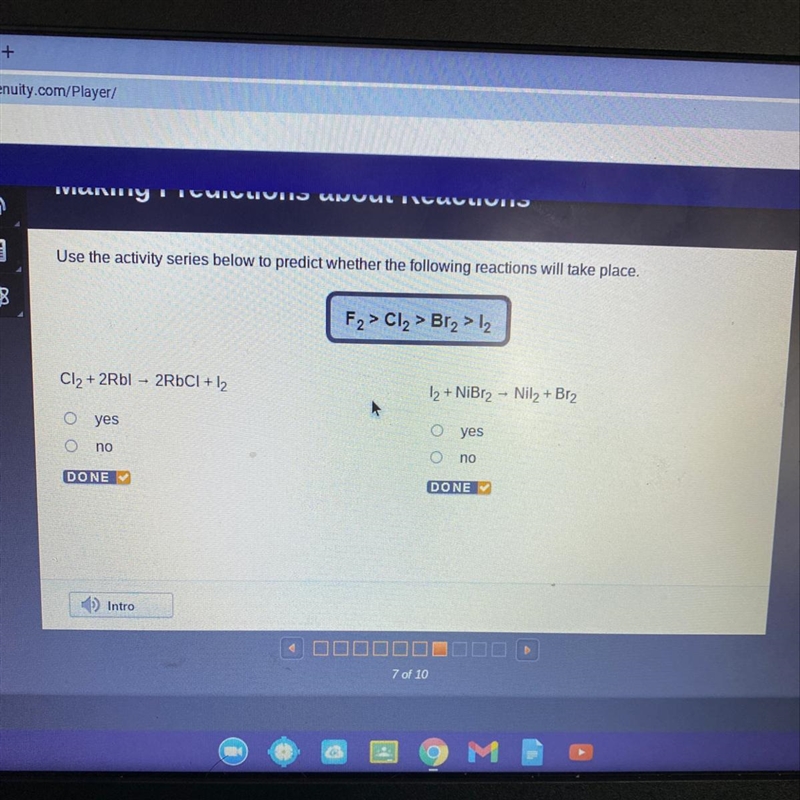 BEBE Use the activity series below to predict whether the following reactions will-example-1