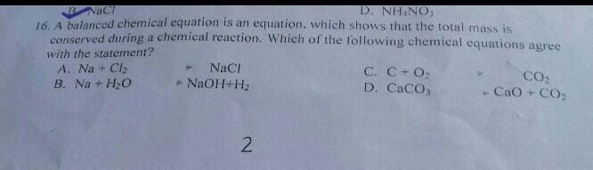 a balanced chemical equation is an equation which shows that the total mass is conserved-example-1