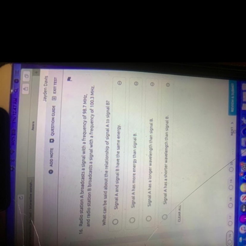 ADD NOTE O QUESTION GUIDE EXIT TEST 16. Radio station A broadcasts a signal with a-example-1