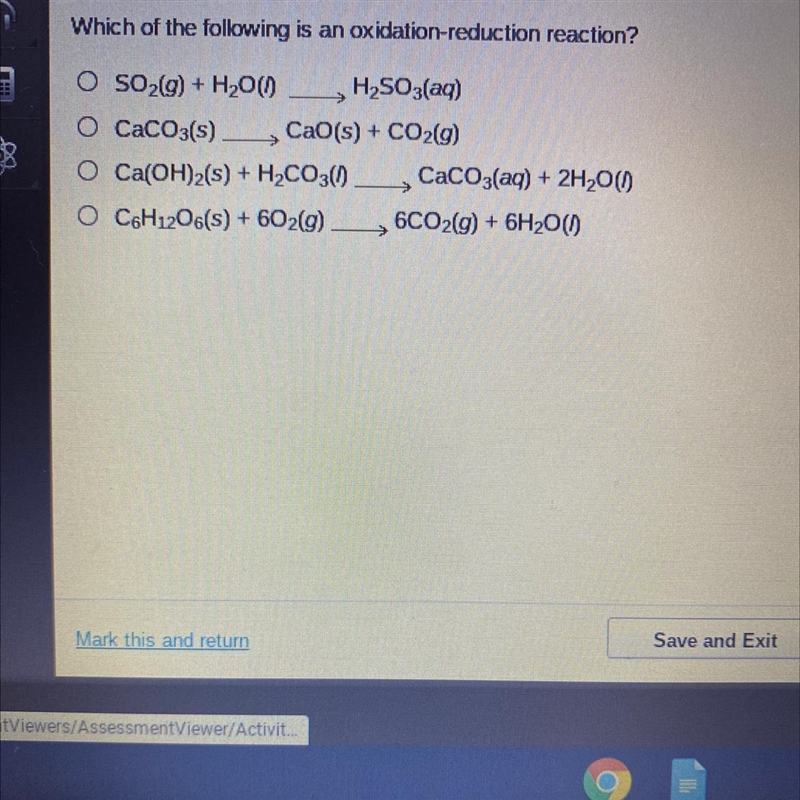 Which of the following is an oxidation-reduction reaction?-example-1