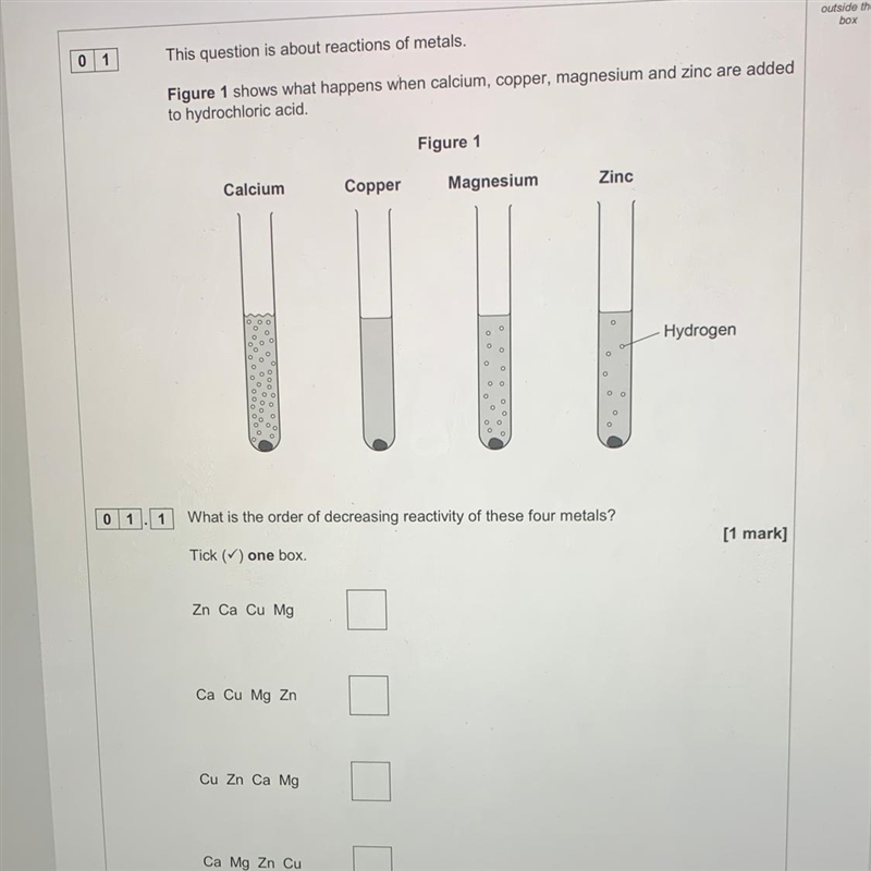 What is the order of decreasing reactivity of these 4 metals?-example-1