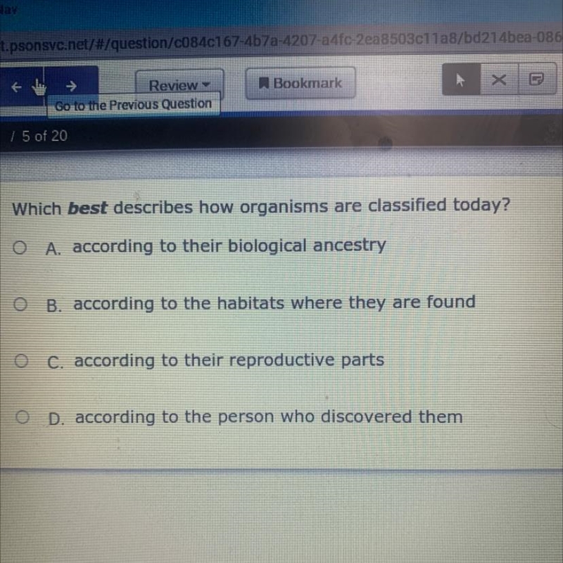 Which describes how organisms are classified today?-example-1