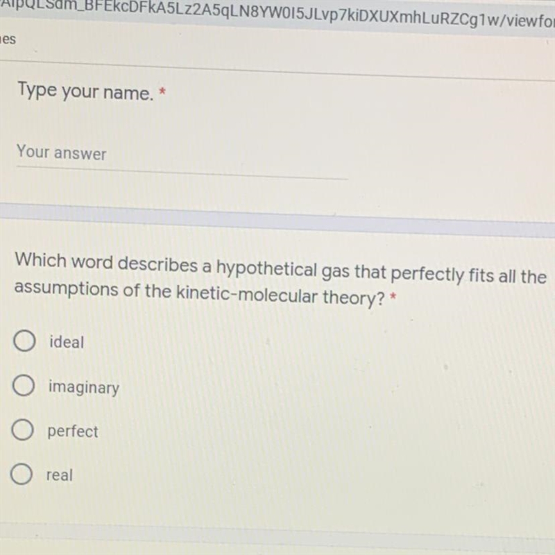 Which word describes a hypothetical gas that perfectly fits all the assumptions of-example-1