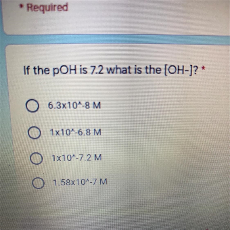 If the pOH is 7.2 what is the [OH-]?-example-1