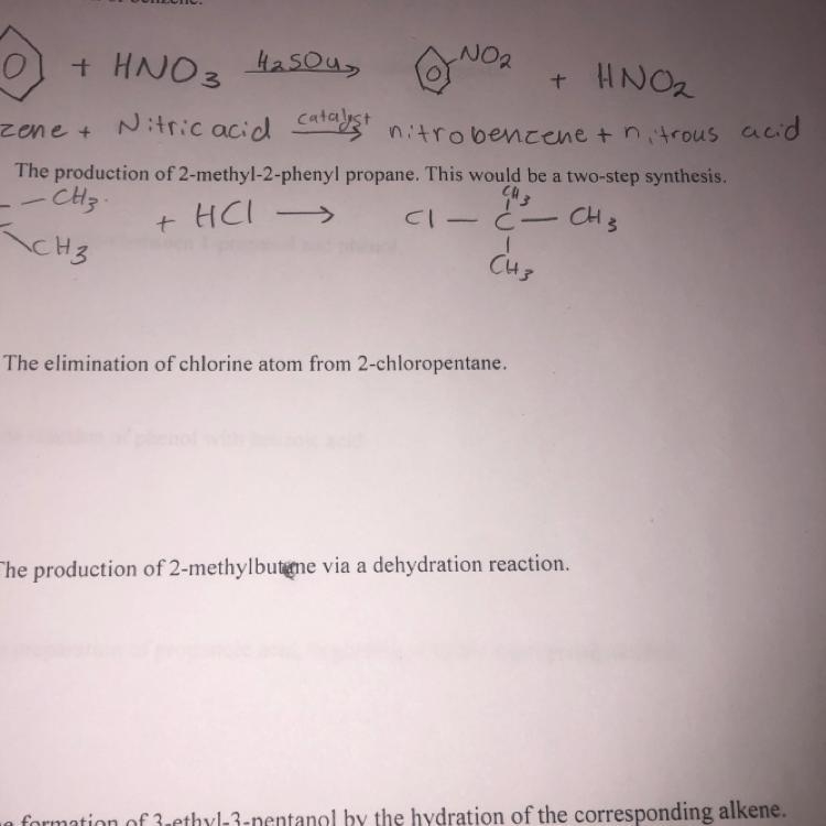 The production of 2-methyl-2-phenyl propane. This would be a two-step synthesis. Can-example-1