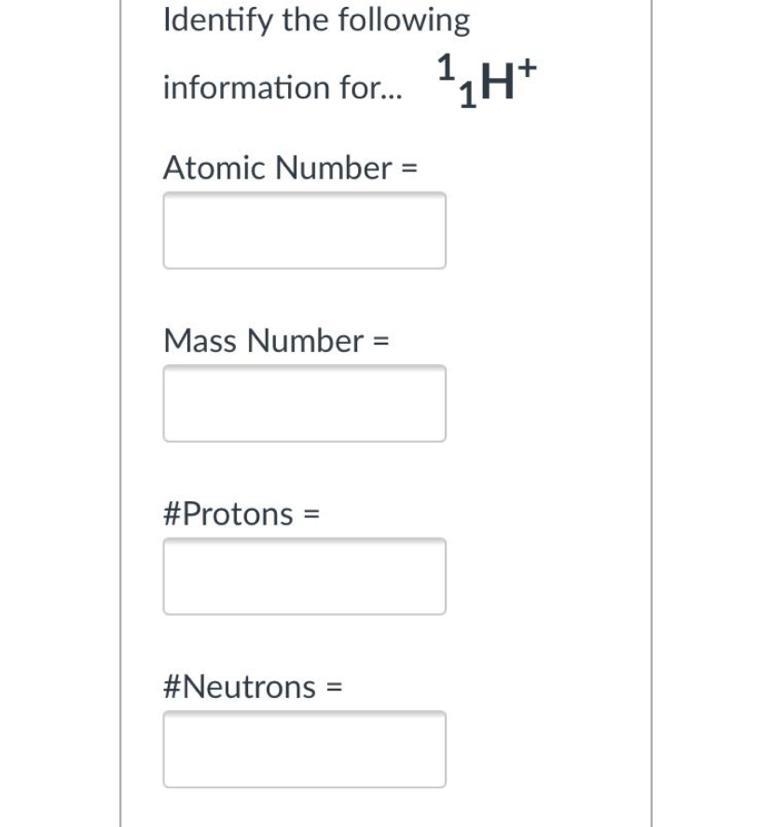 What the atomic number what is the mass number #protons ? and neutrons and electrons-example-1